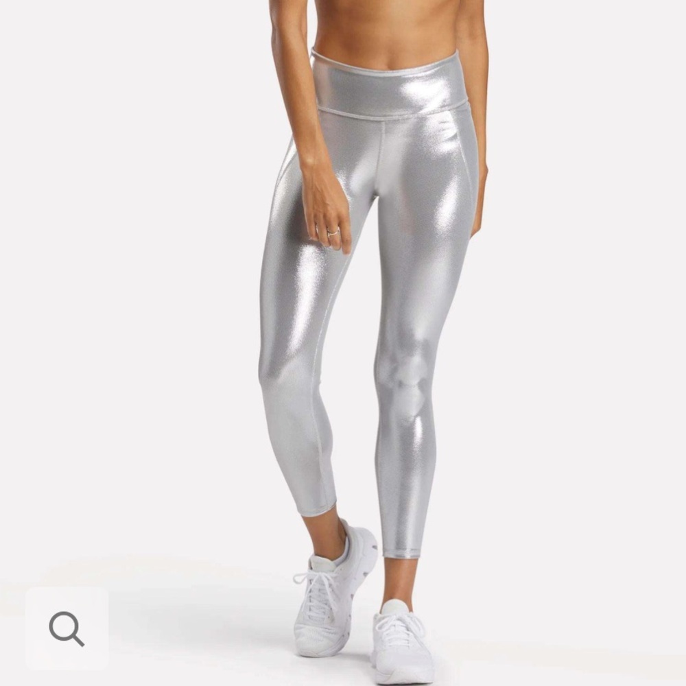 Reebok Lux Chrome Silver Leggings Size M